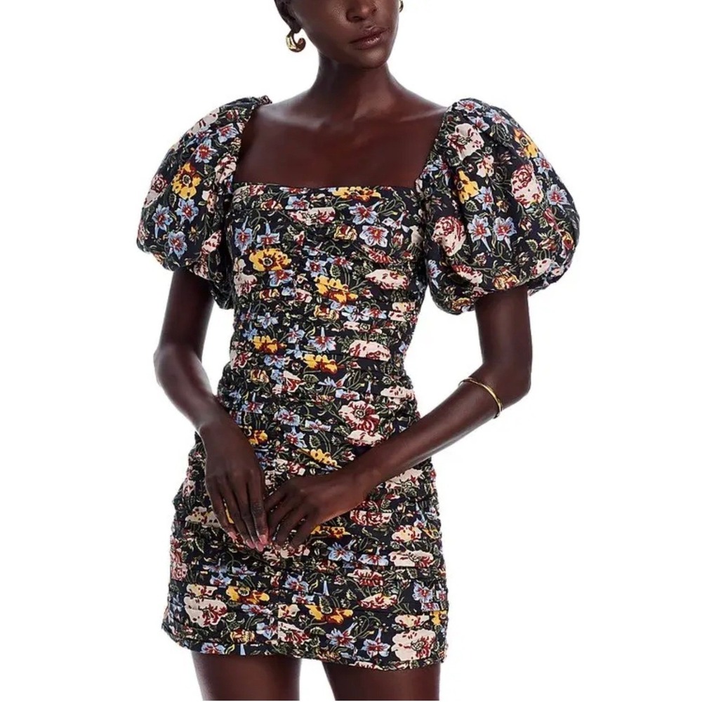 NWT Rhode Suzette Puff Sleeve Mini Dress Floral Cotton Sz 2 $450